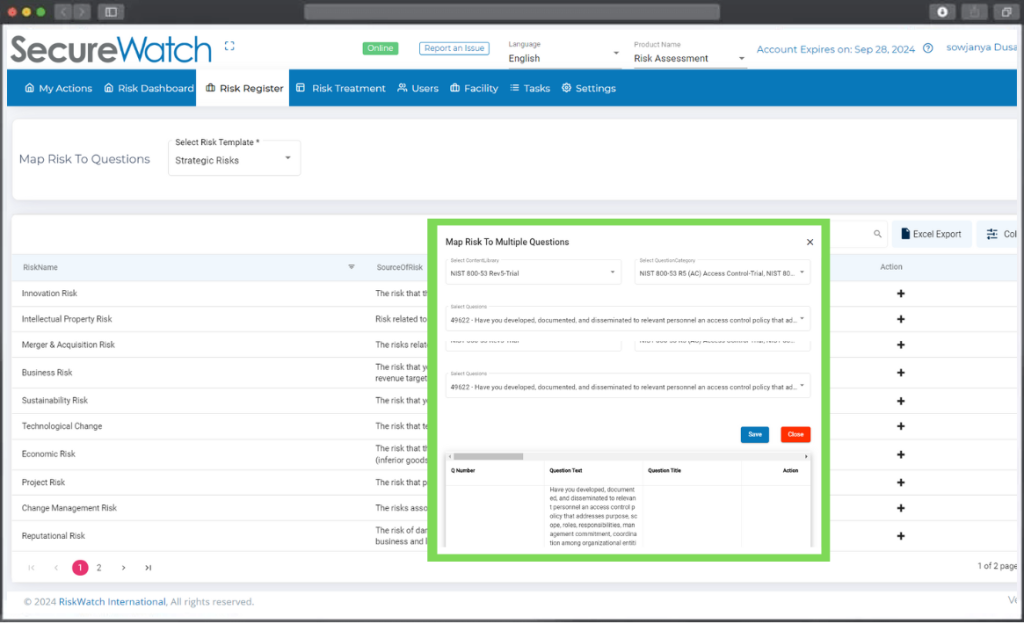 Integrated Compliance Control Mapping